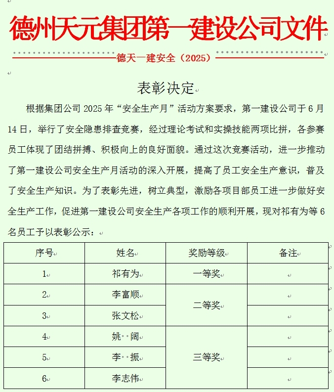 第一建設(shè)公司舉行2025年安全生產(chǎn)月暨安全隱患排查競(jìng)賽啟動(dòng)儀式